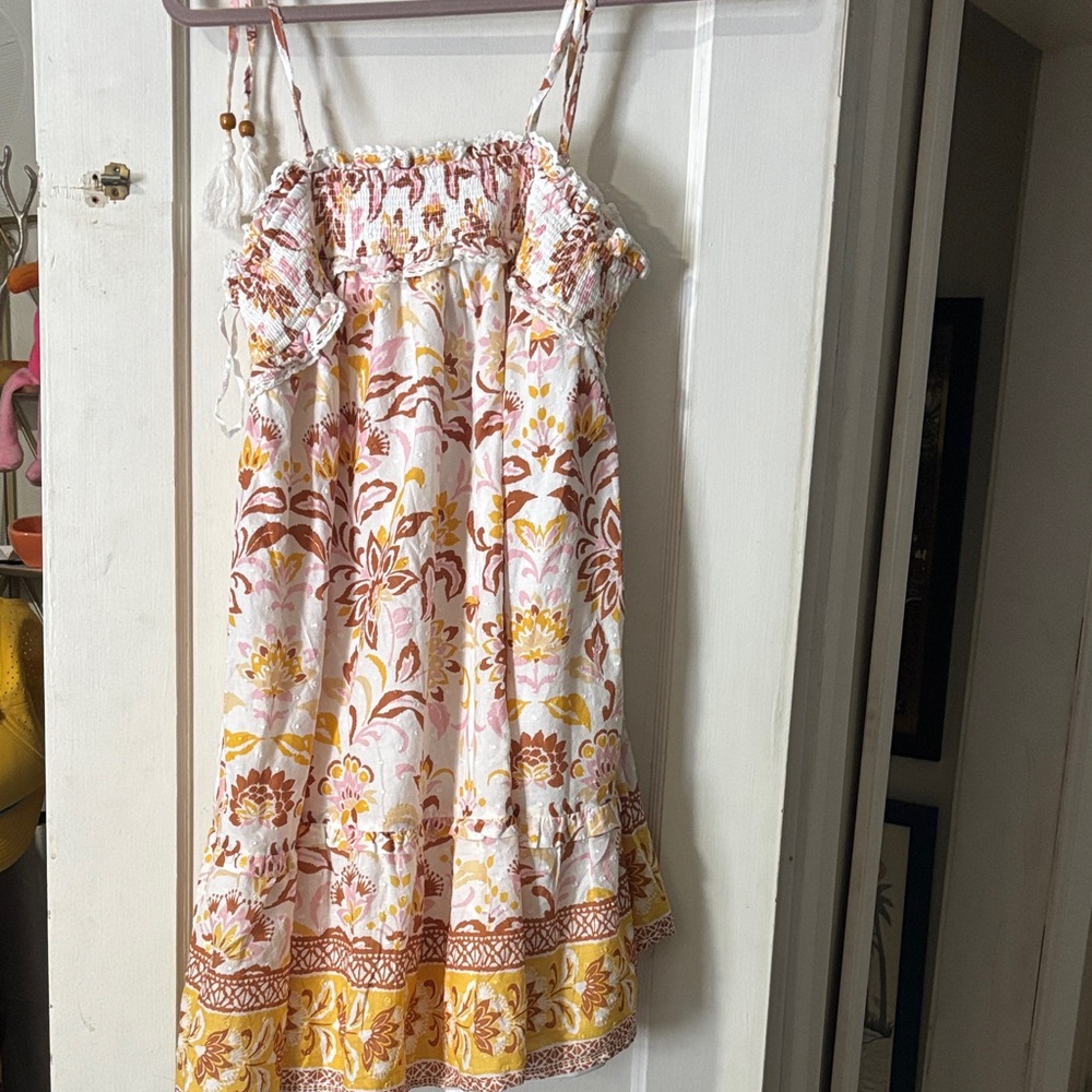 Jessica Simpson Floral Mini Dress in Yellow and Brown